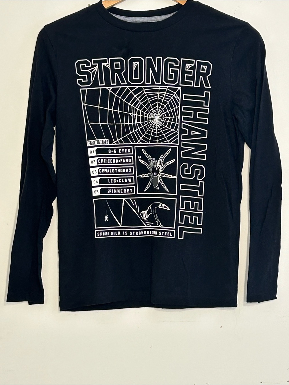 Old Navy Stronger Than Steel Spider Graphic Long Sleeve Tee Boys XL (14-16)